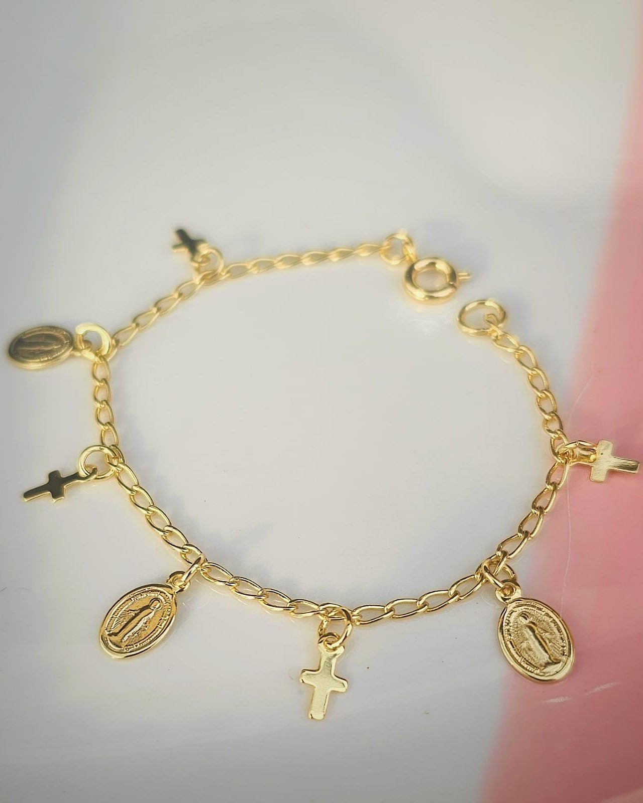 PULSEIRA INFANTIL MEDALHA E CRUZ