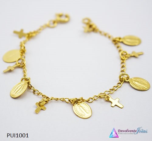 PULSEIRA INFANTIL MEDALHA E CRUZ