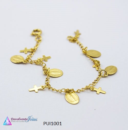 PULSEIRA INFANTIL MEDALHA E CRUZ