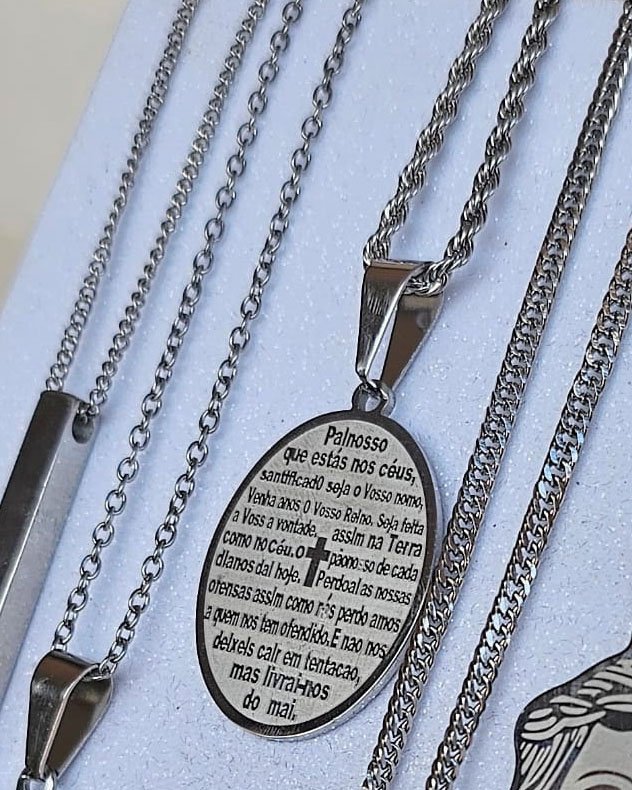 PINGENTE INOX PAI NOSSO OVAL