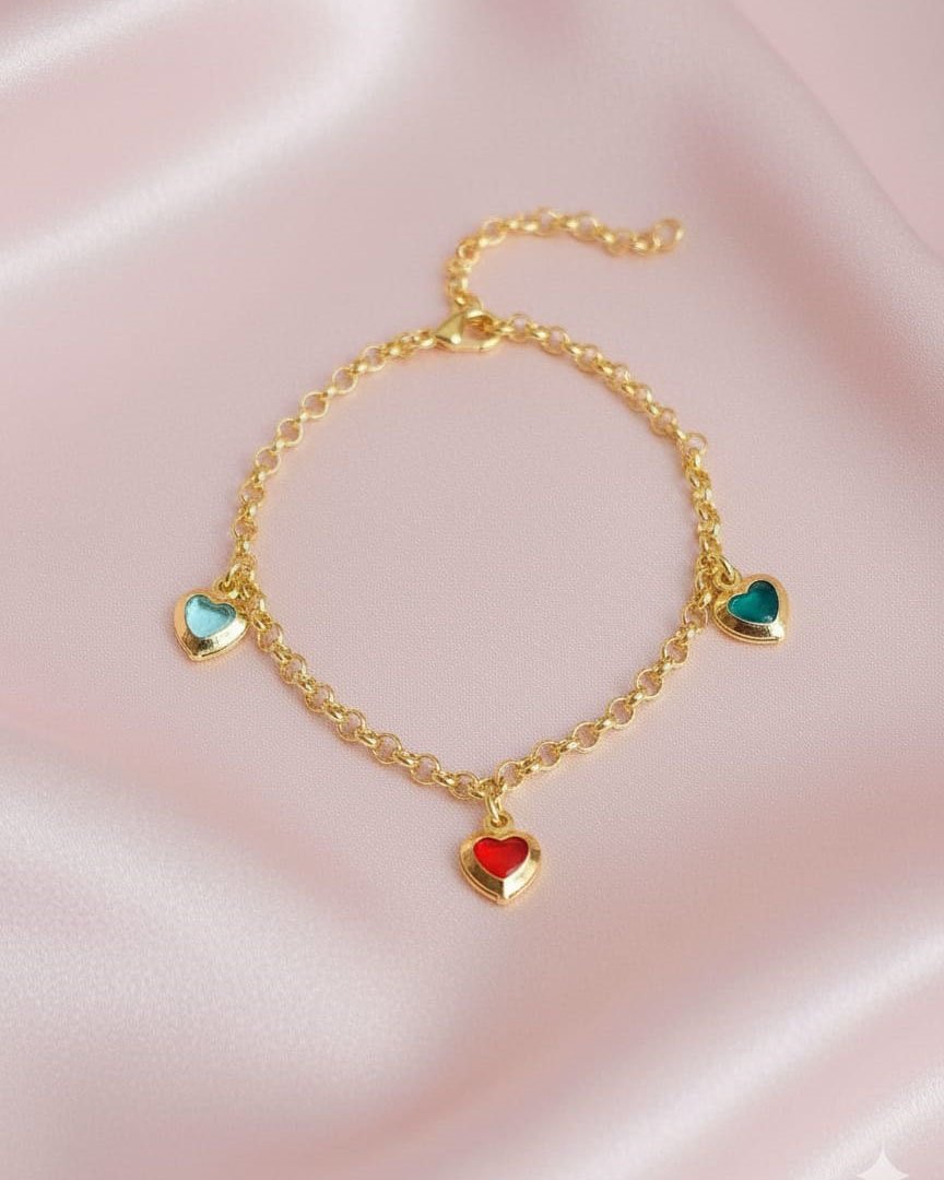 PULSEIRA INFANTIL CORAÇÕES ZIRCONIA