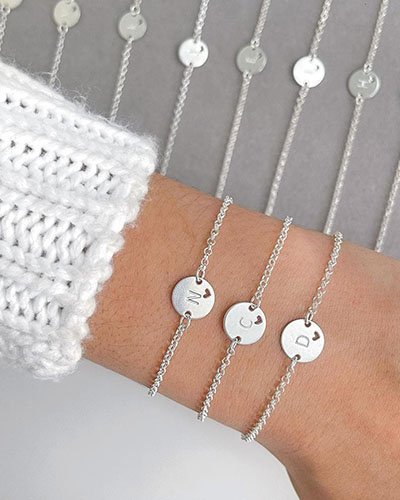 PULSEIRA PERSONALIZADA PRATA 925 MEDALHA LETRA