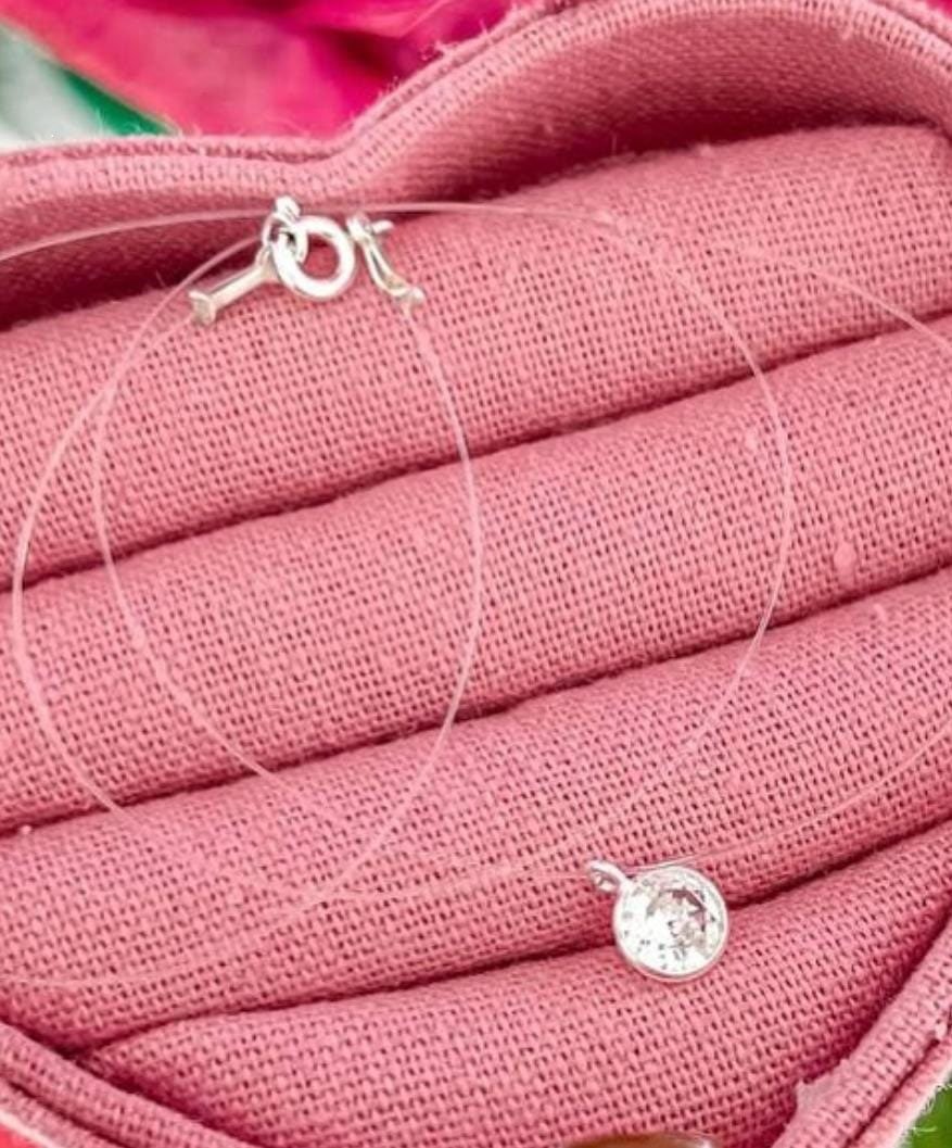 COLAR PRATA 925 FIO DE NYLON ZIRCONIA