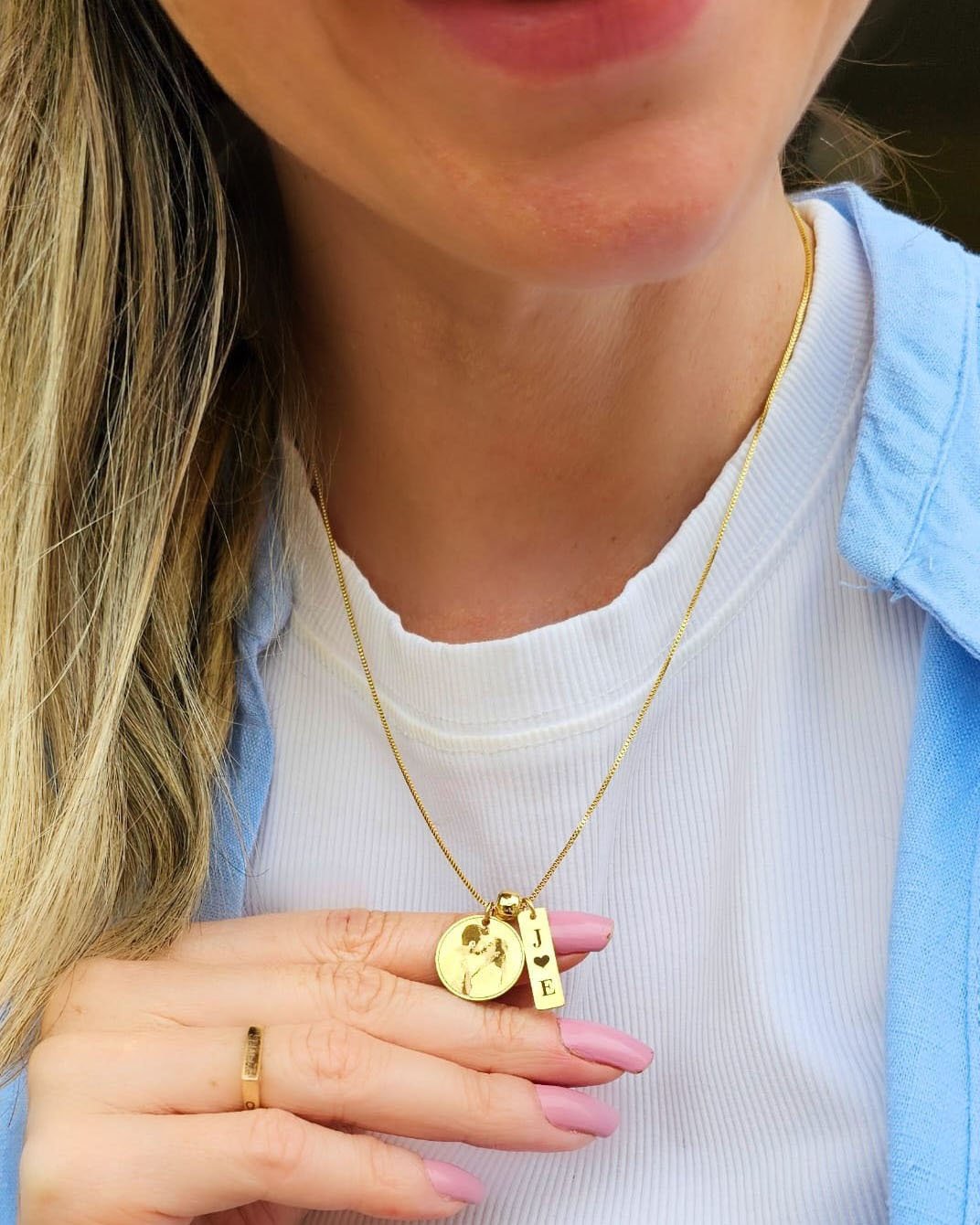 COLAR FOTOGRAVAÇÃO MEDALHA COM TAG