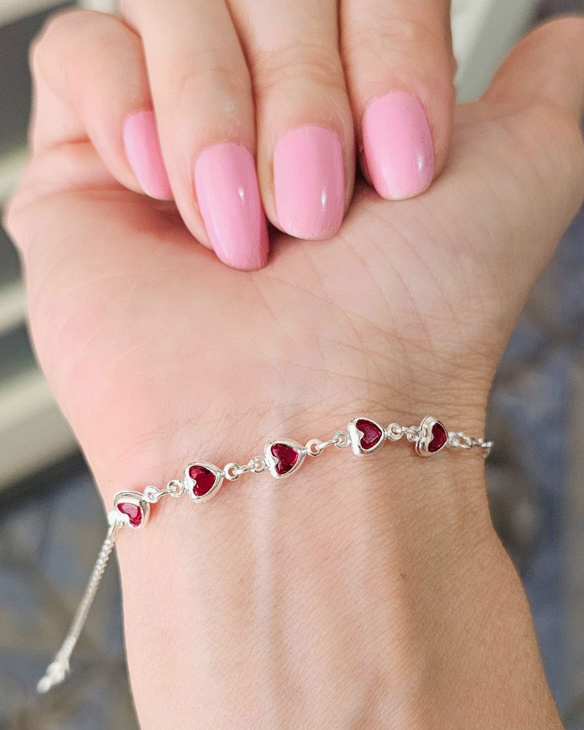 PULSEIRA PRATA925 FILEIRA DE CORAÇÃO EM ZIRCONIA