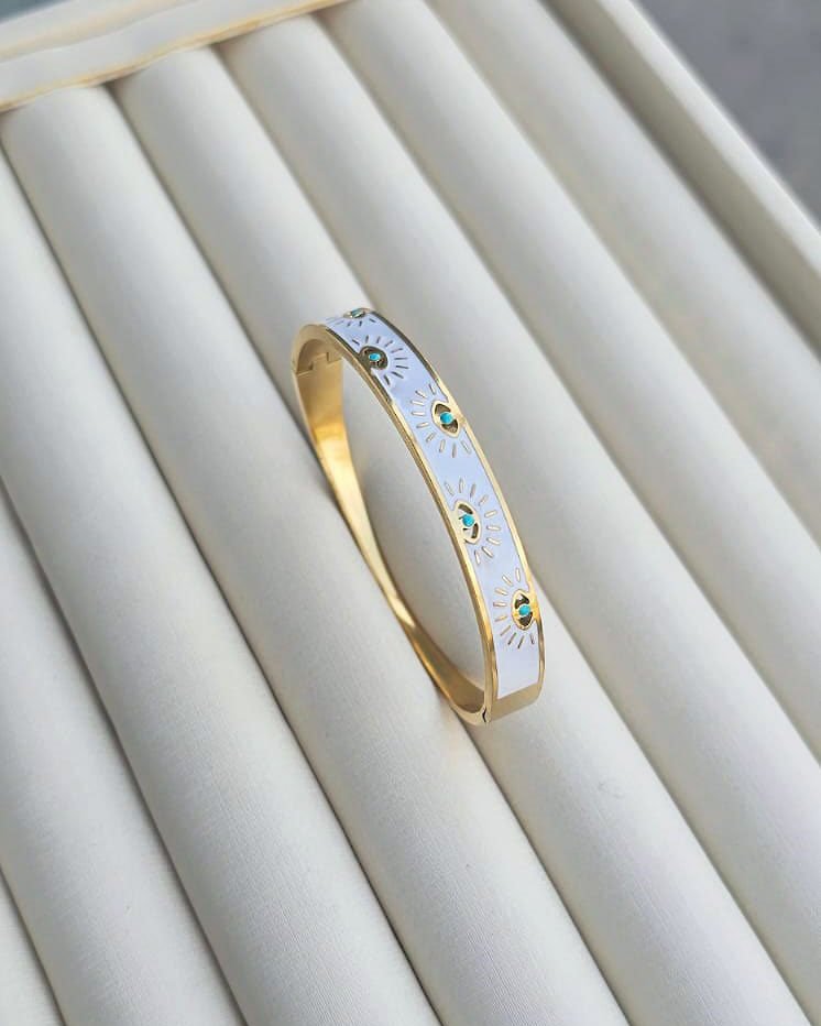 BRACELETE AÇO DOURADO OLHO GREGO