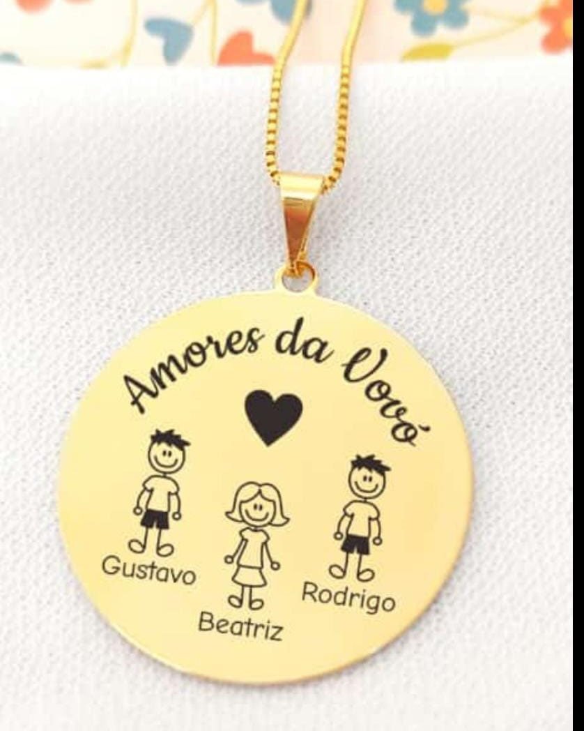 COLAR MEDALHA 30MM FOTO OU TEXTO/FRENTE