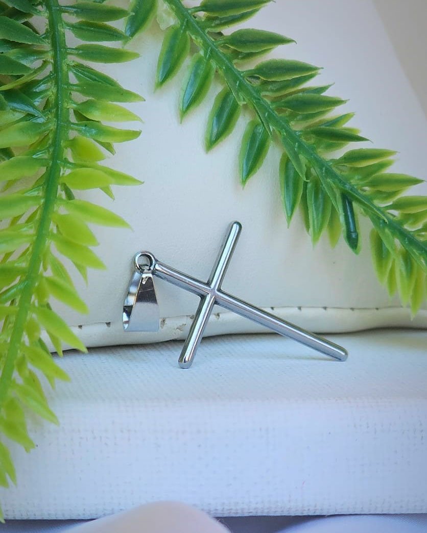 PINGENTE AÇO INOX CRUZ PALITO 30MM
