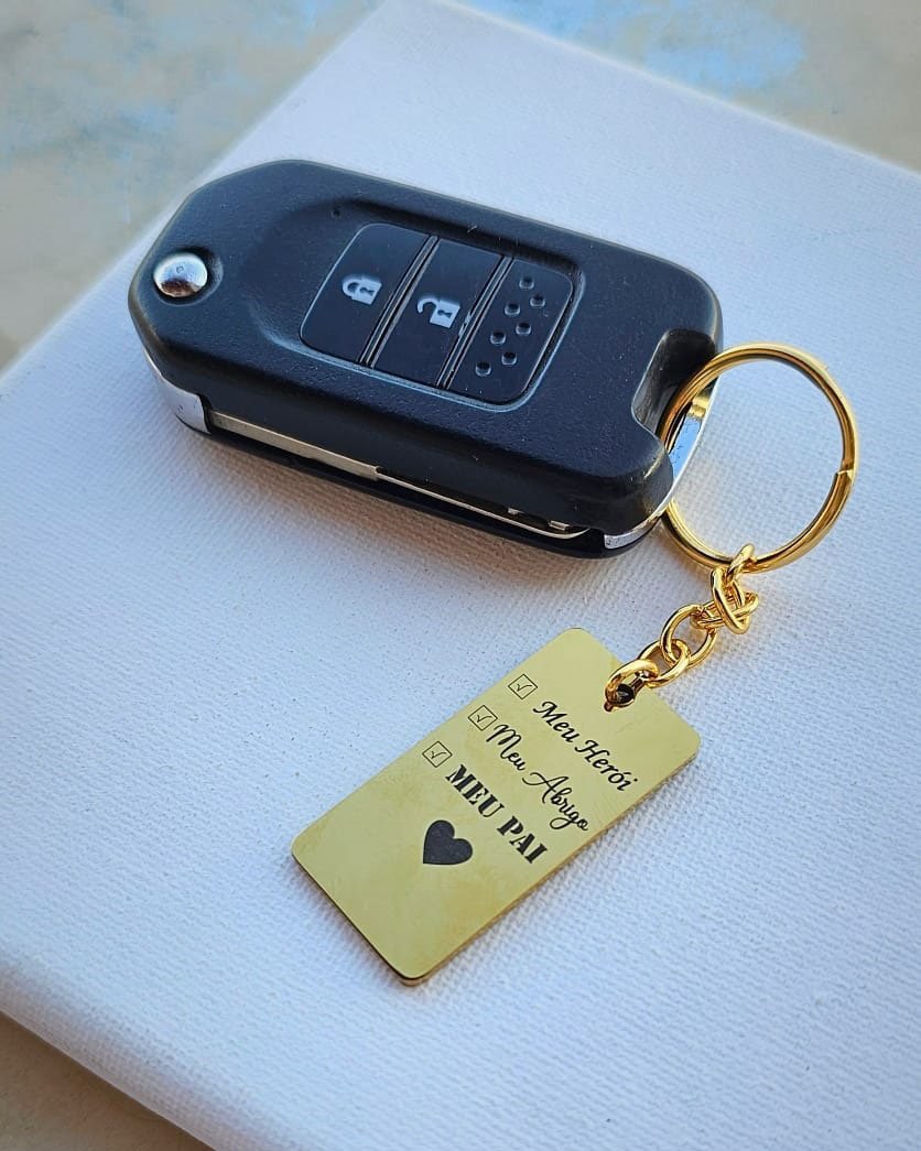 CHAVEIRO RET. PERSONALIZADO INOX E AÇO DOURADO