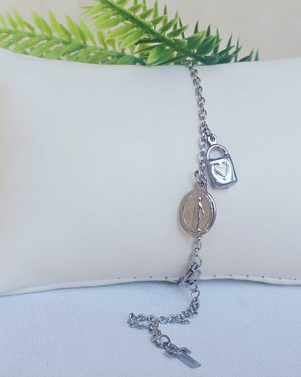 PULSEIRA NSS.S DAS GRAÇAS E CADEADO AÇO INOX